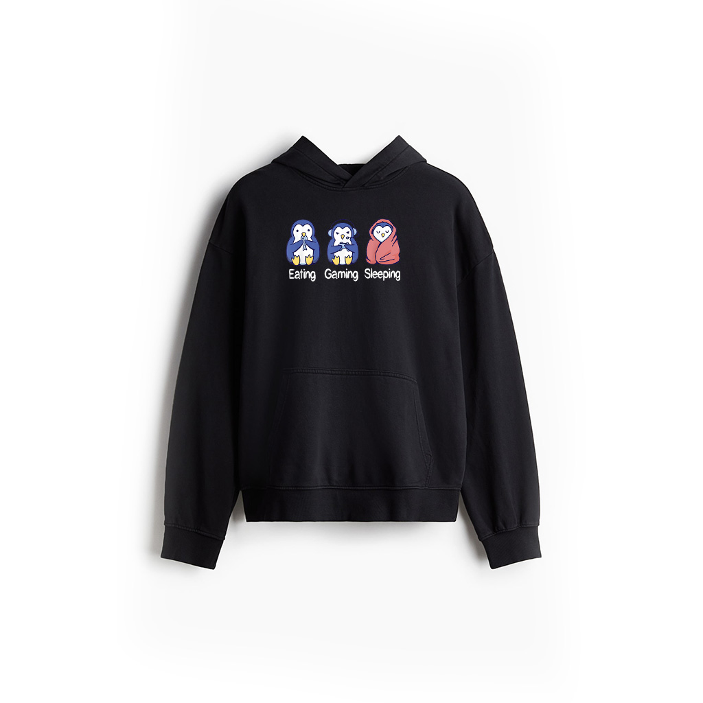 Eating Gaming Sleeping Penguin Hoodie