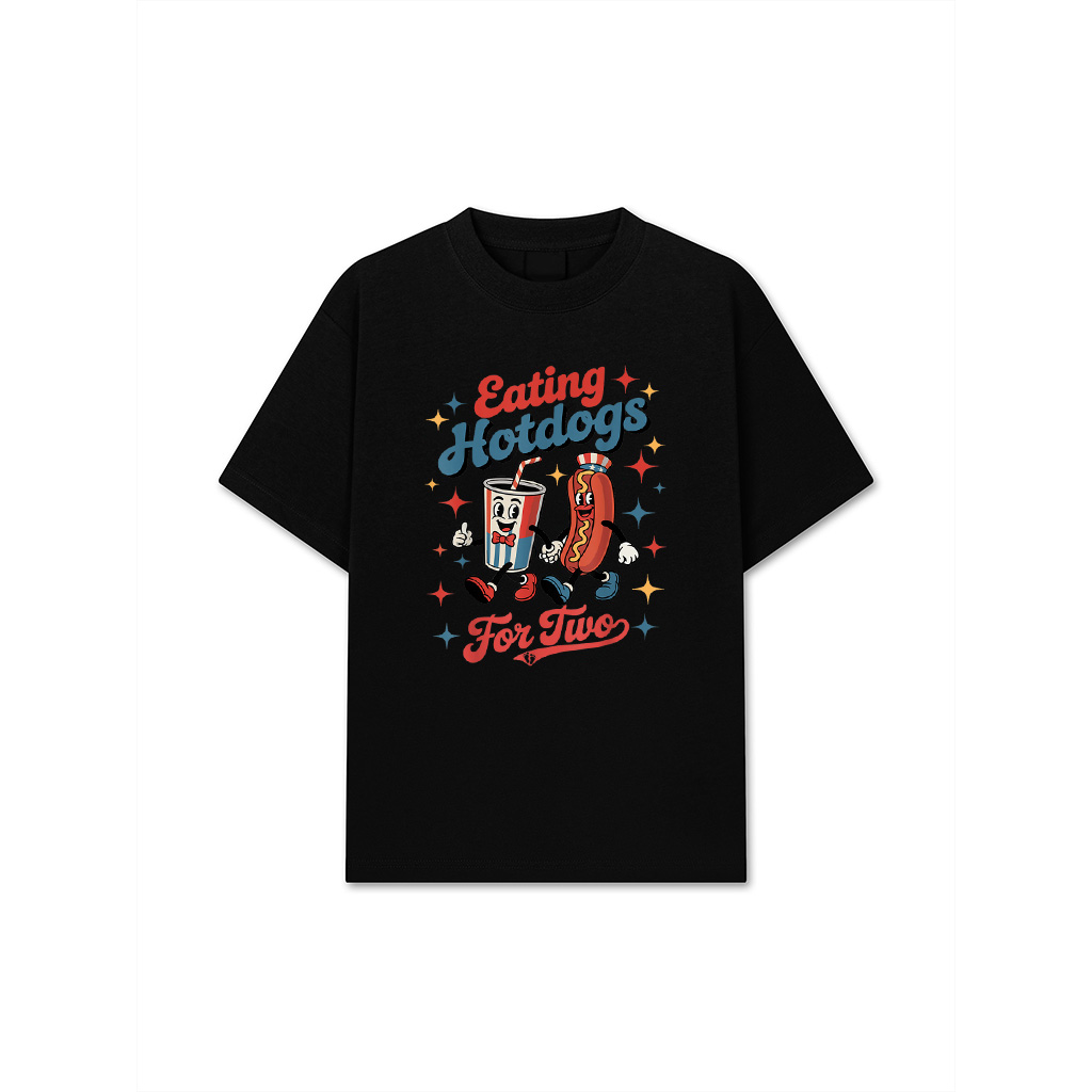 Eating Hotdogs For Two 4Th Of July Pregnancy Announcement T-Shirt