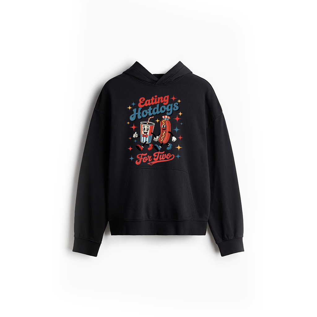 Eating Hotdogs For Two 4Th Of July Pregnancy Announcement Hoodie
