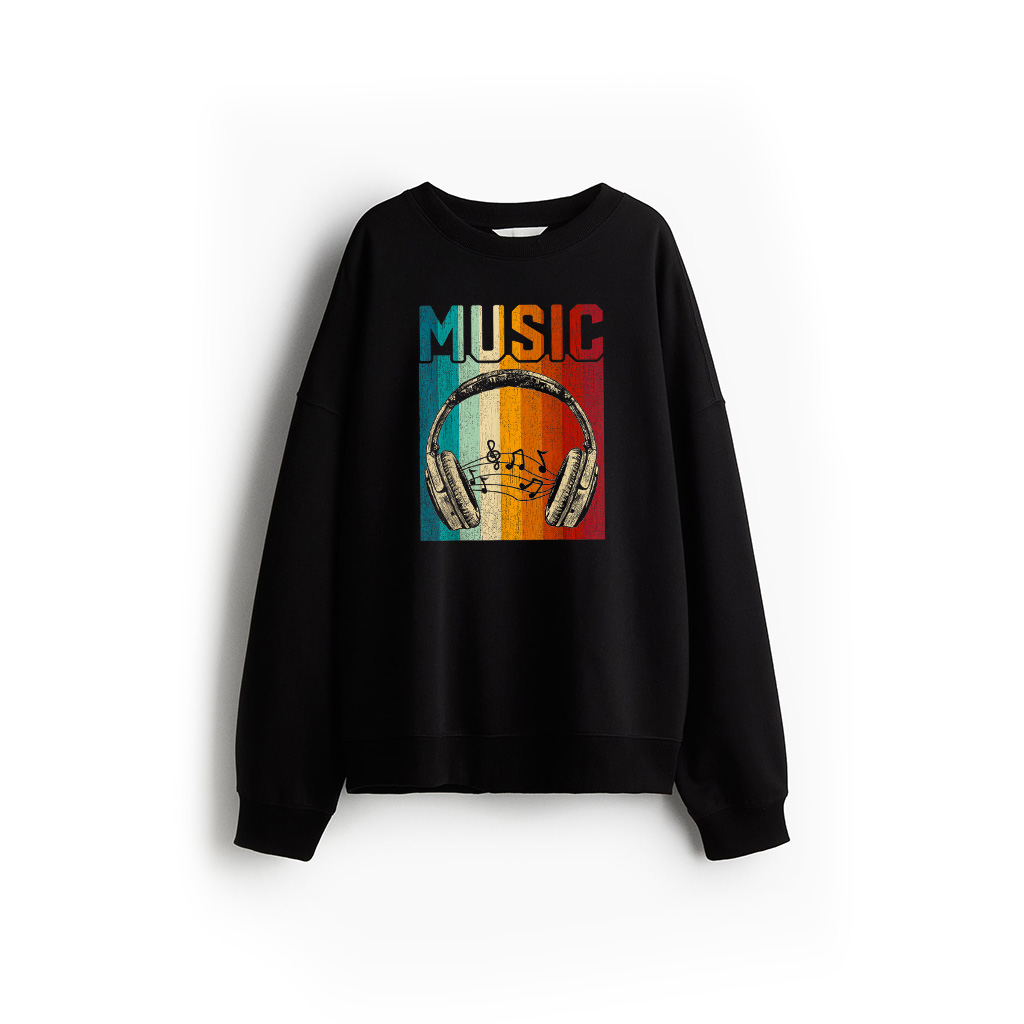 Electronic Music Lover DJ Gift Vintage Retro Headphones Sweatshirt