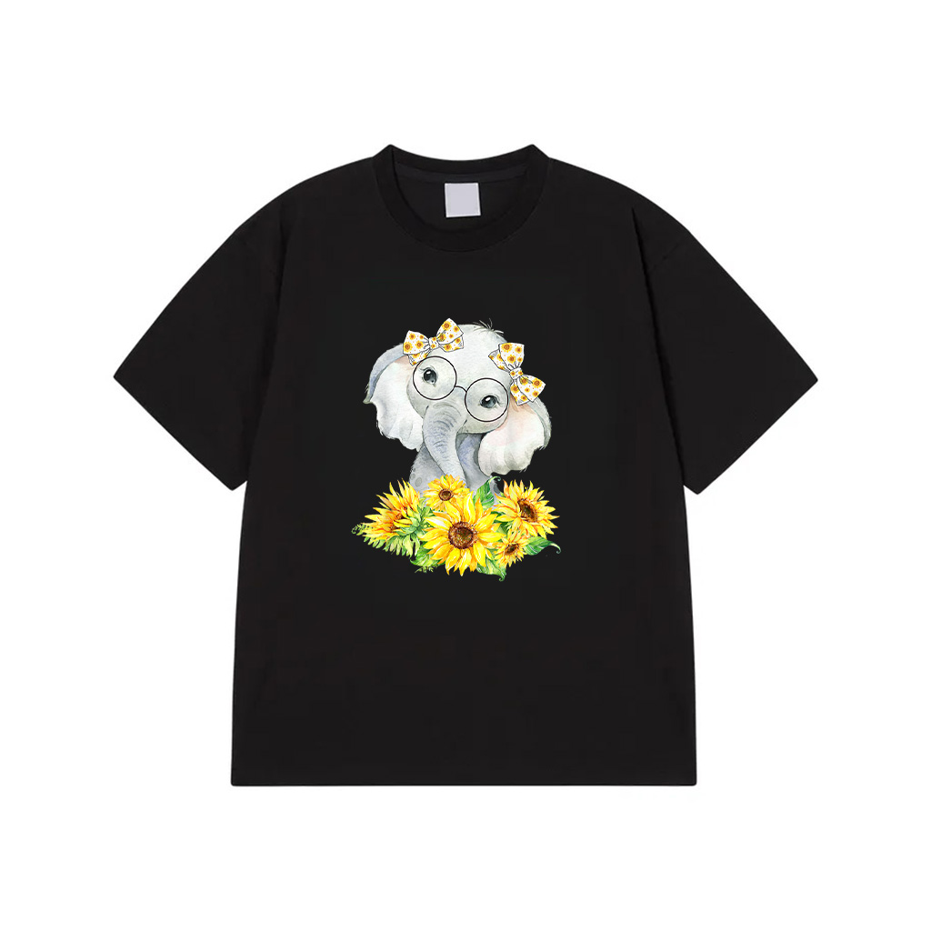 Elephant Sunflower Gifts For Girls Boys T-Shirt