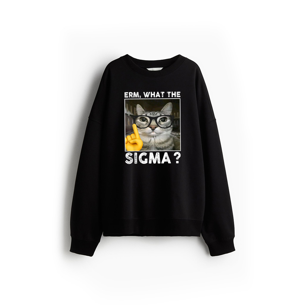 Erm, What The Sigma Cat Meme Funny Cat With Sunglasses Sweatshirt
