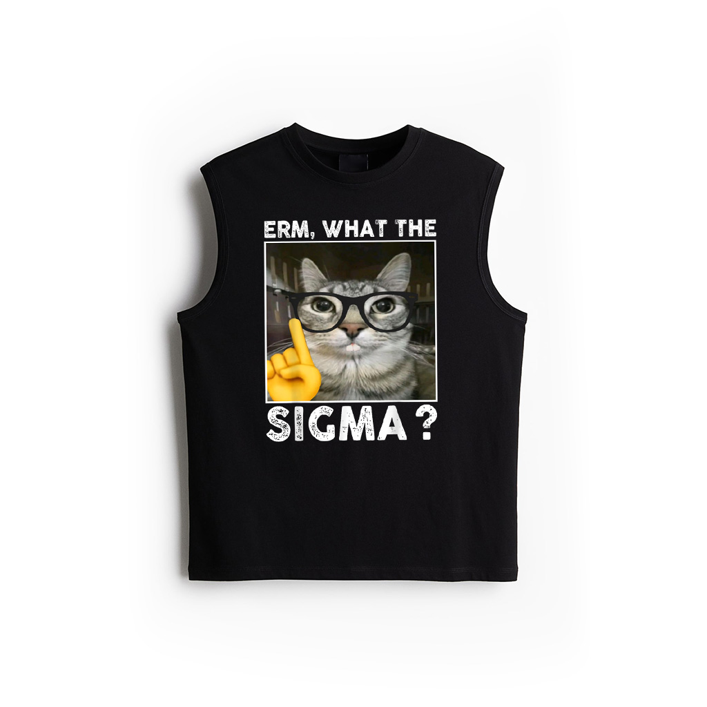 Erm, What The Sigma Cat Meme Funny Cat With Sunglasses Tank Top