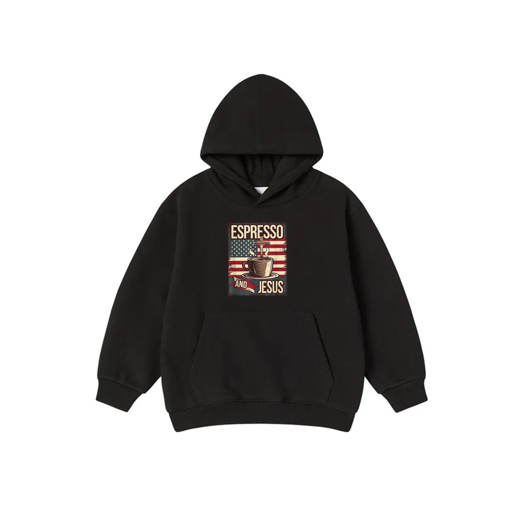 Espresso And Jesus Vintage American Flag Christian Coffee Hoodie
