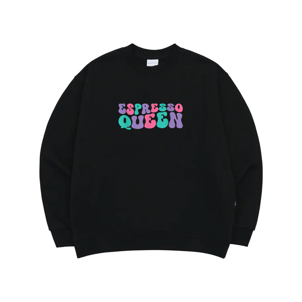 Espresso Queen Womens Coffee Retro Vintage Wavy Groovy Sweatshirt