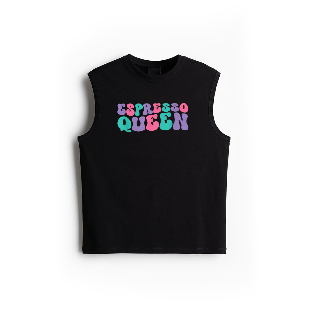 Espresso Queen Womens Coffee Retro Vintage Wavy Groovy Tank Top
