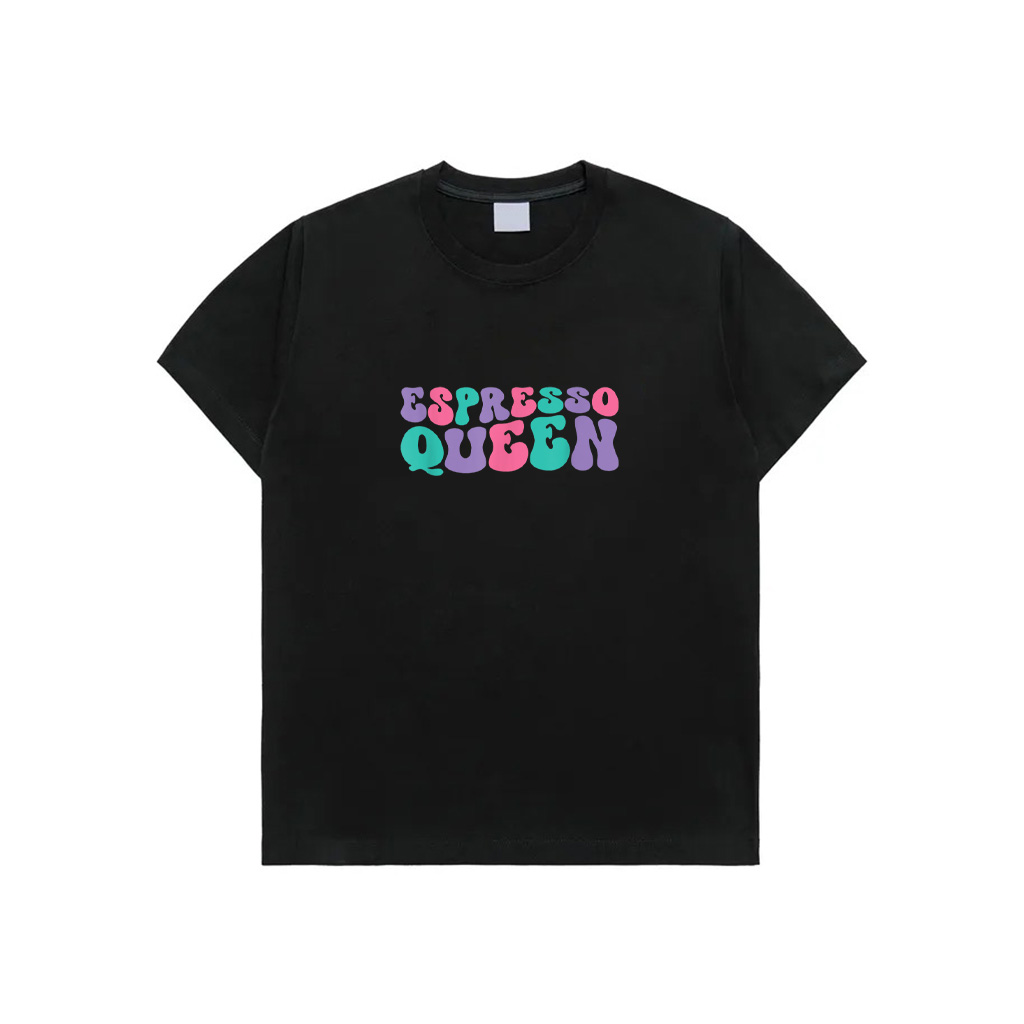 Espresso Queen Womens Coffee Retro Vintage Wavy Groovy T-Shirt