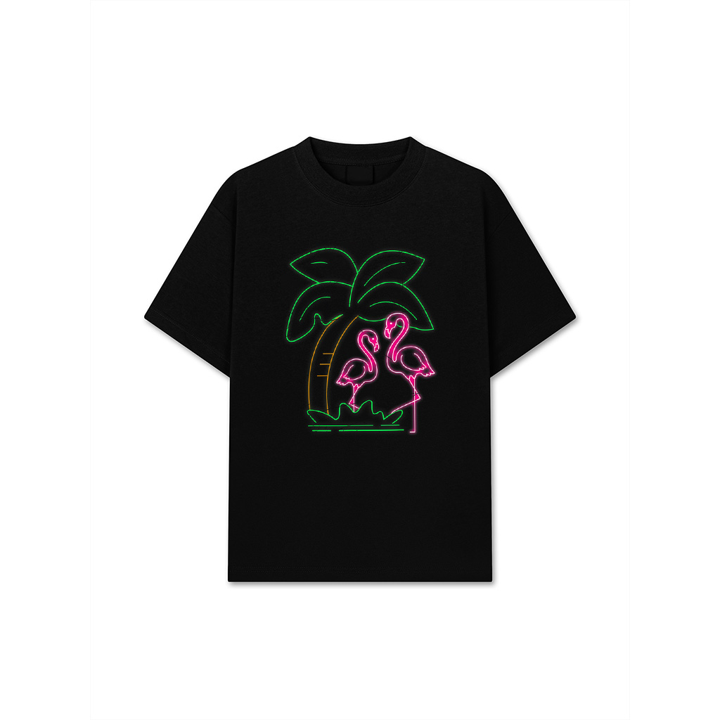 Exotic Bird Flamingos Tropical Animal Palm Tree Flamingo T-Shirt