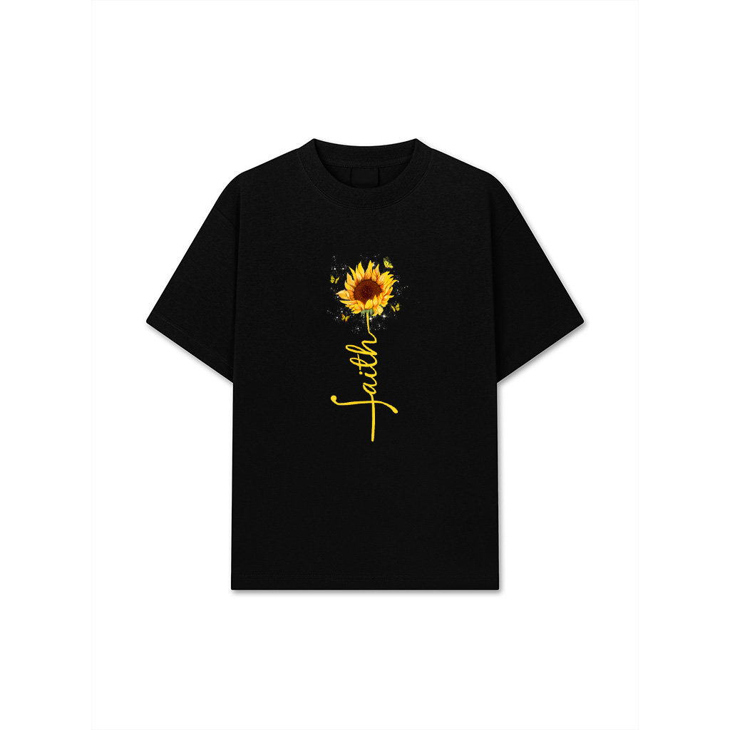 Faith Cross Sunflower Butterflies Flowers Christians Flora T-Shirt