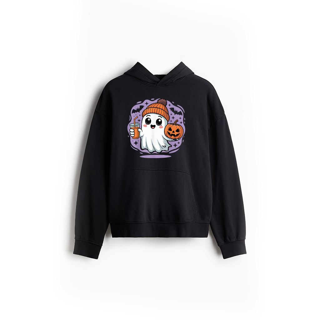 Fall Ghost Coffee Pumpkin Boo Cute Vintage Ghost Halloween Hoodie