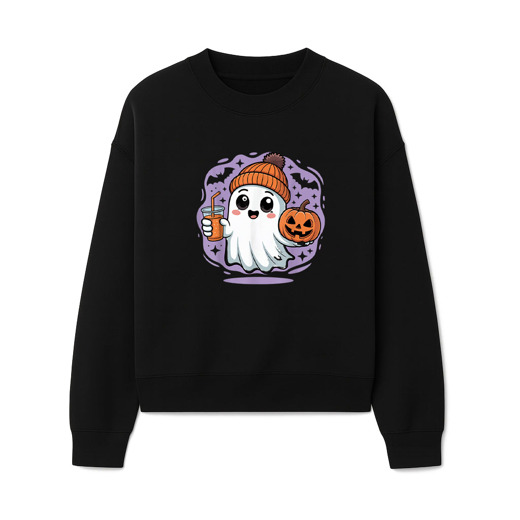 Fall Ghost Coffee Pumpkin Boo Cute Vintage Ghost Halloween Sweatshirts 06-10-2025
