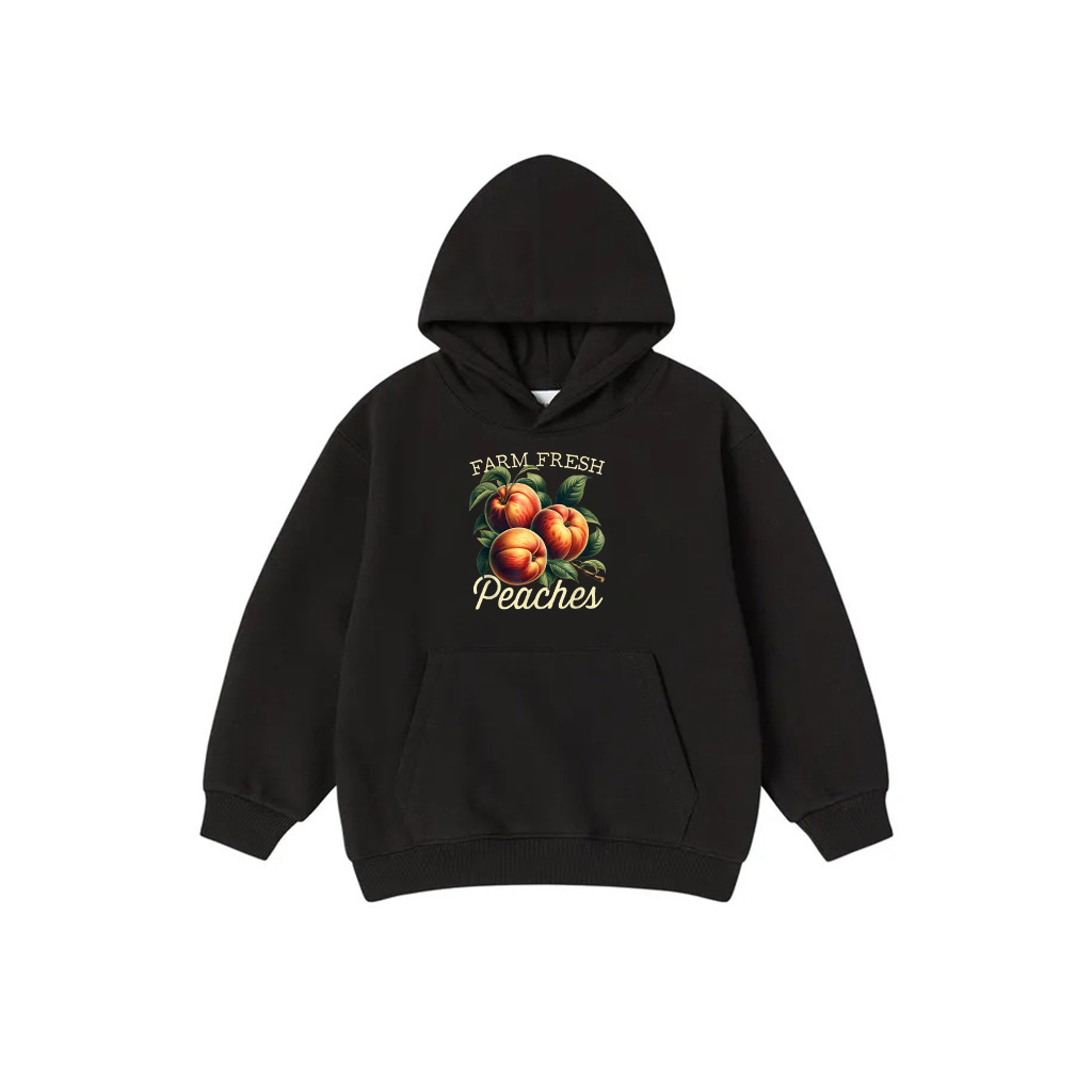 Farm Fresh Peaches Cute Ripe Peach Fruit Retro Vintage Hoodie