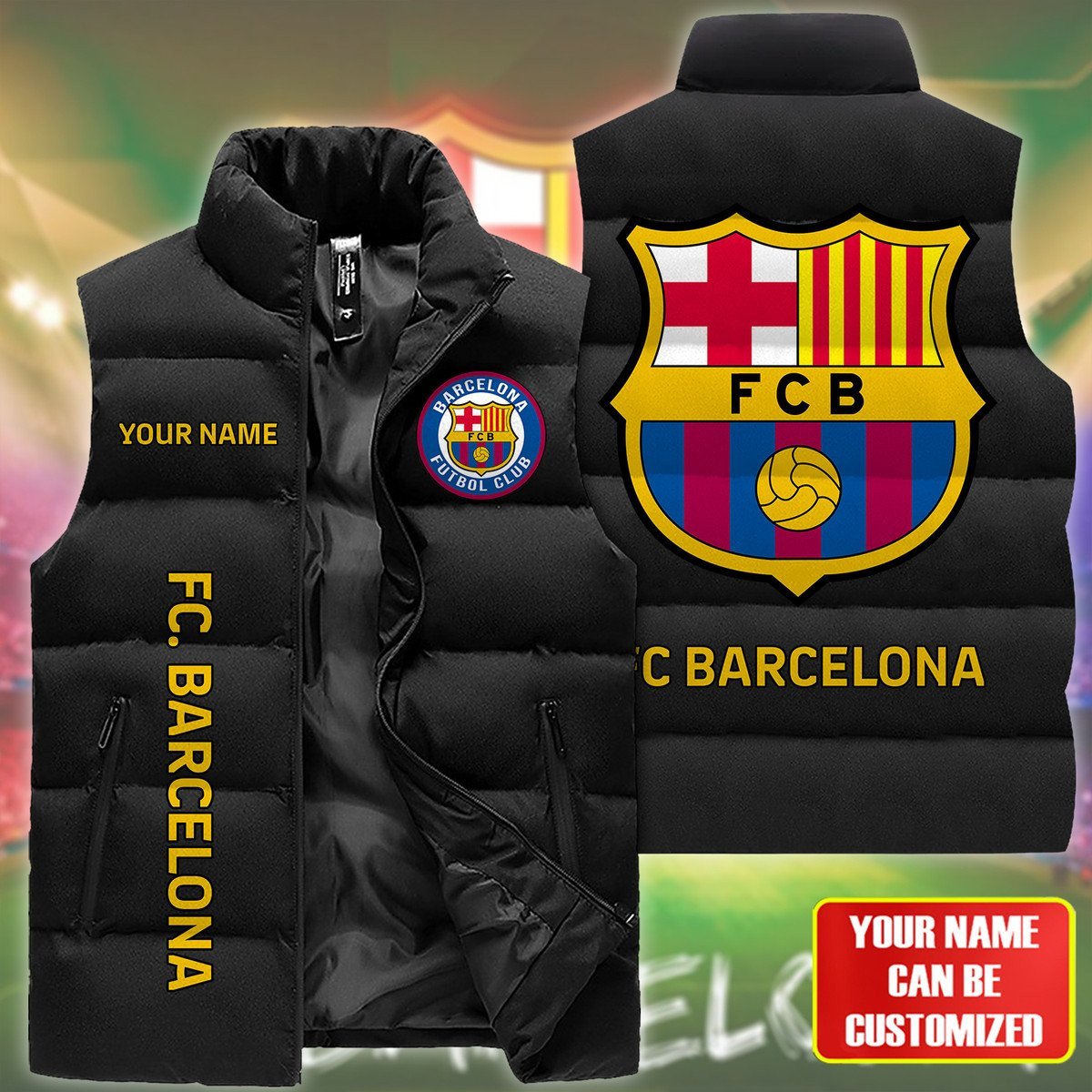 FC Barcelona La Liga Personalized Style Sleeveless Puffer Jacket