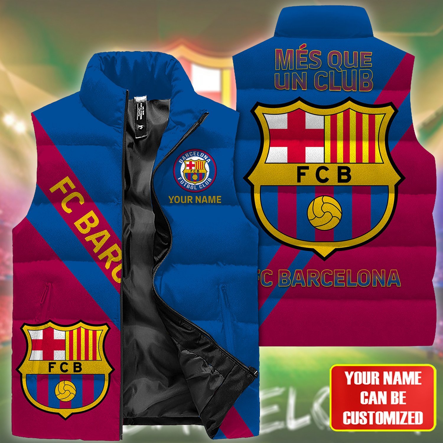 FC Barcelona La Liga Personalized Style Sleeveless Puffer Jacket