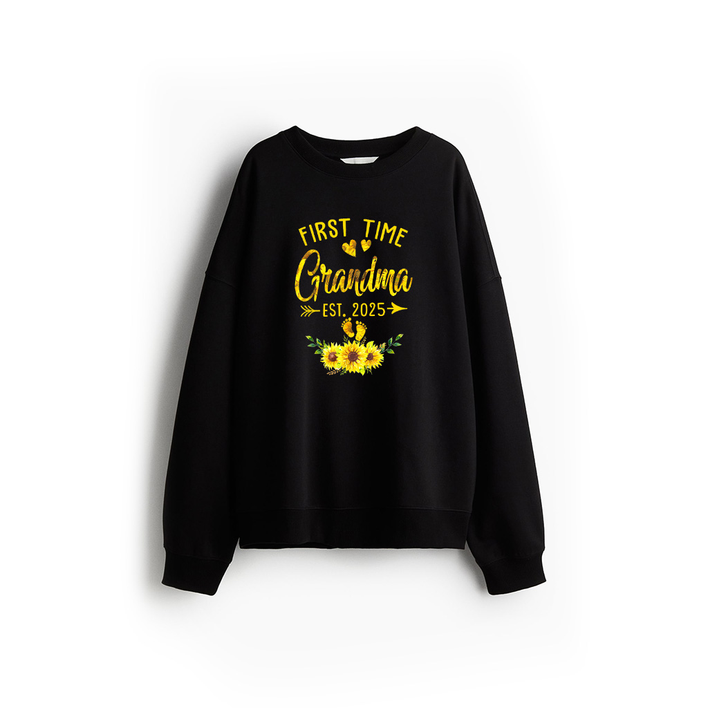 First Time Grandma Est 2025 Sunflower Promoted To Grandma Sweatshirt