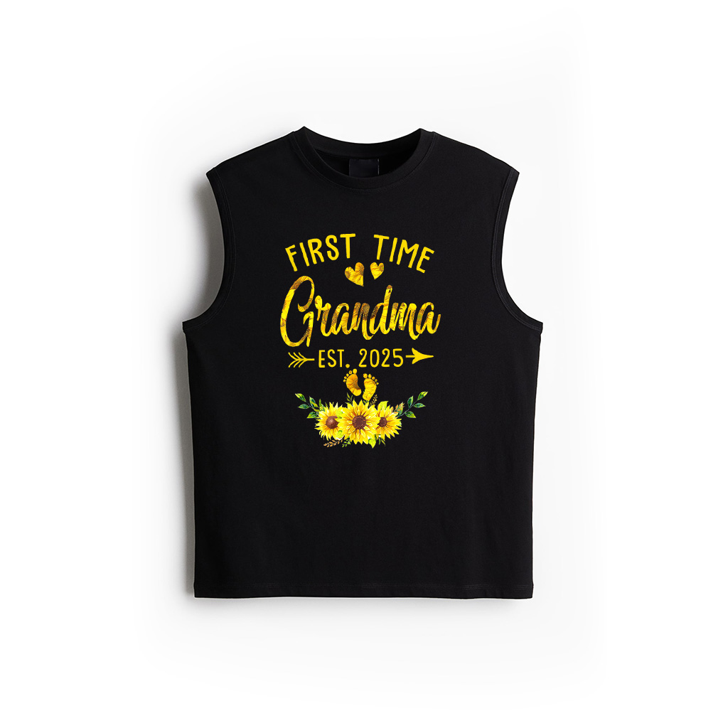 First Time Grandma Est 2025 Sunflower Promoted To Grandma Tank Top