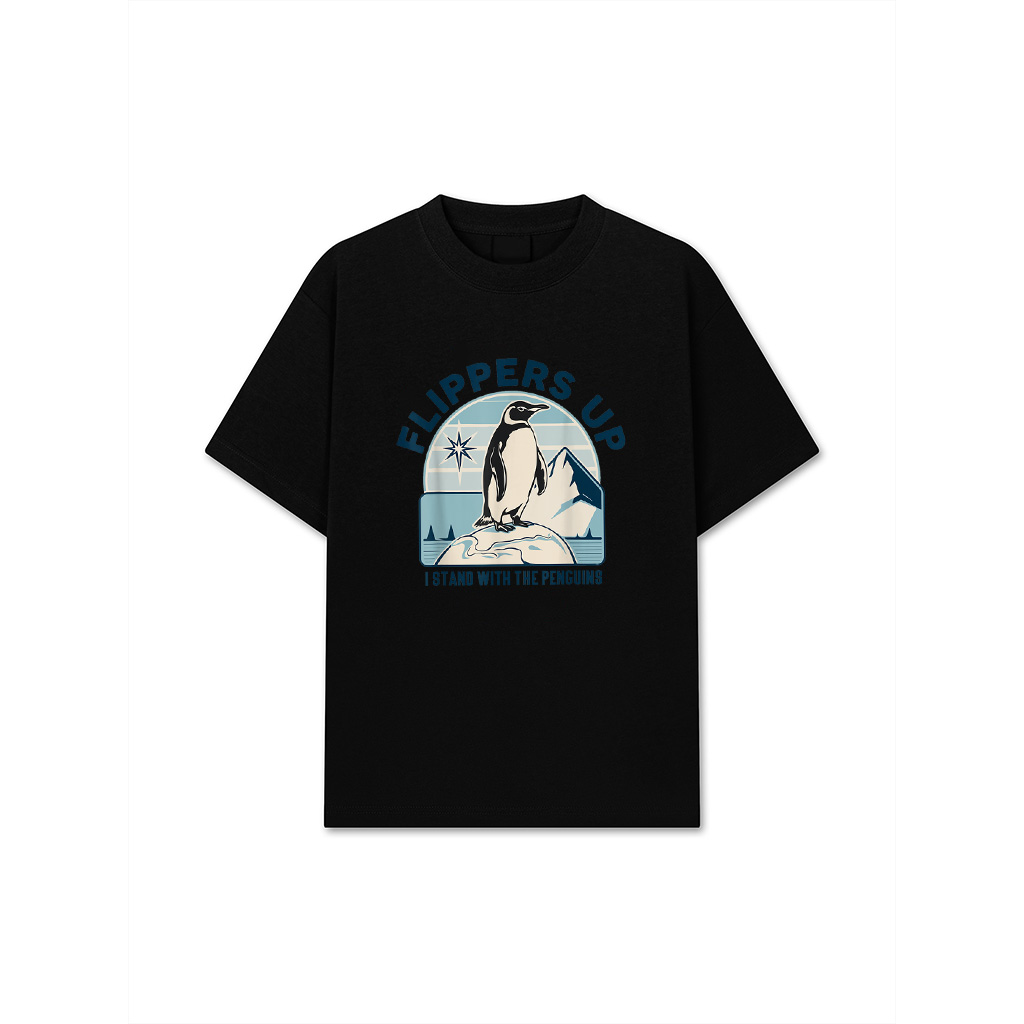 Flippers Up I Stand With The Penguins Funny Protest Penguin T-Shirt