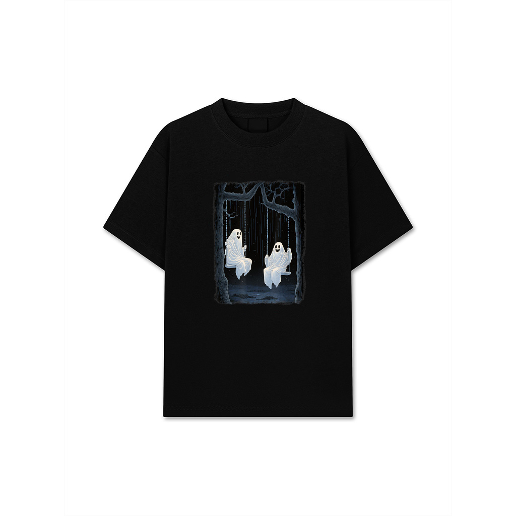 Floral Ghosts On The Swing In Forest Halloween Vintage Style T-Shirt