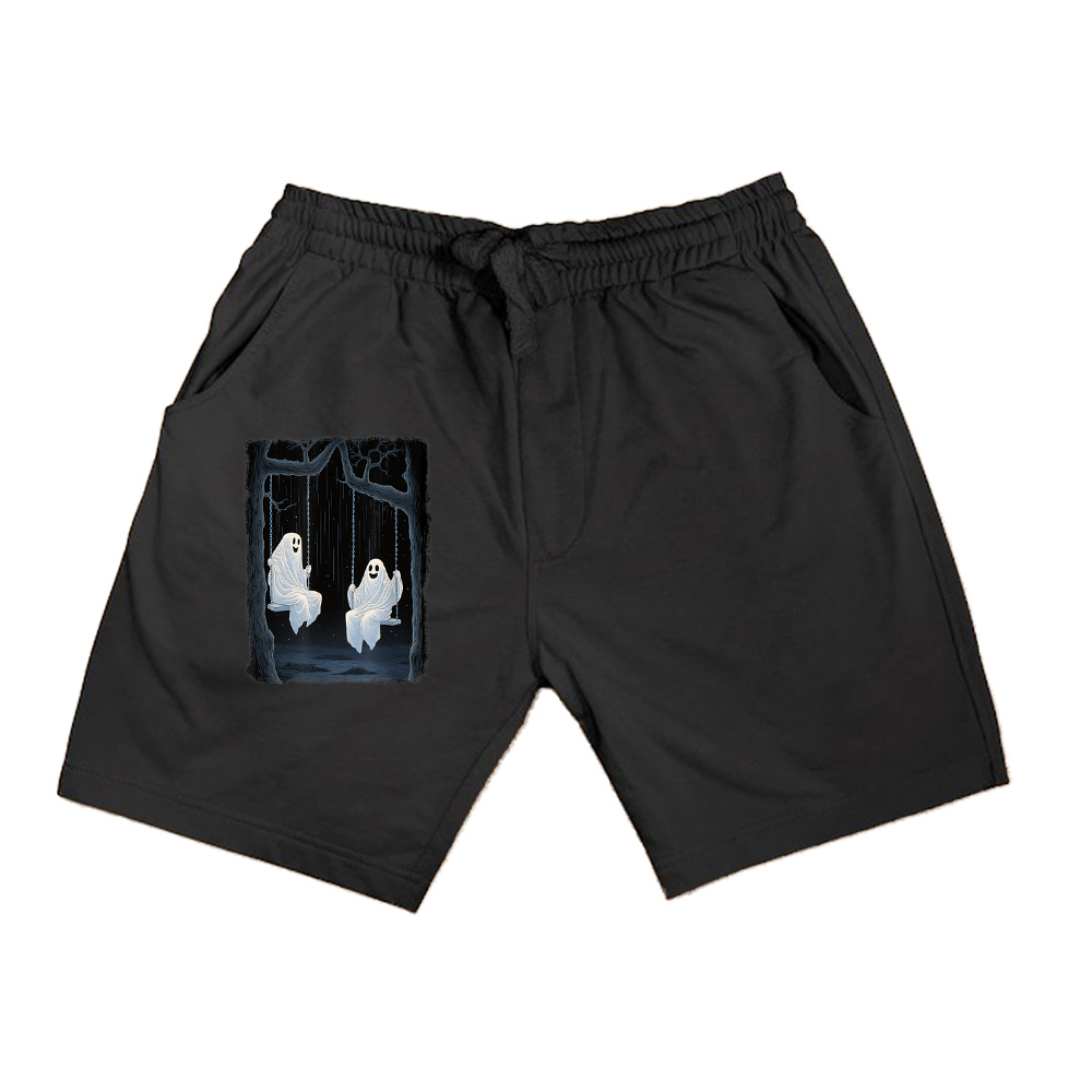 Floral Ghosts On The Swing In Forest Halloween Vintage Style Shorts