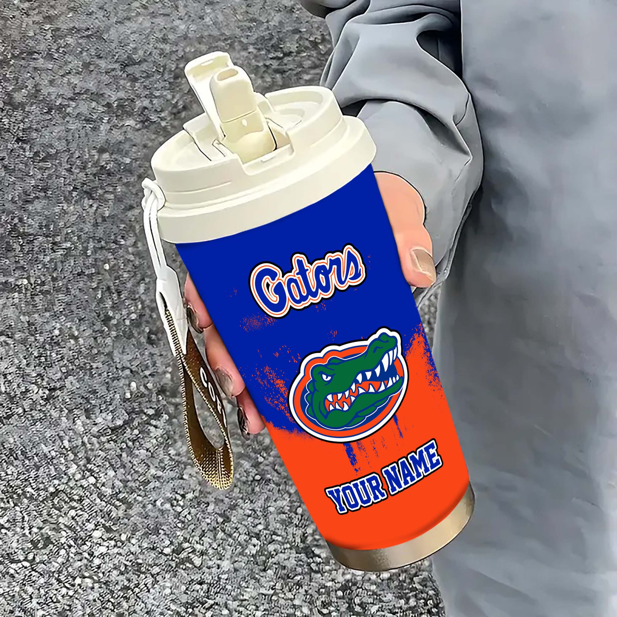 Florida Gators Insulated Coffee Mug With Straw And Lid, Portable Coffee Travel Mug For Car, Fan Gifts