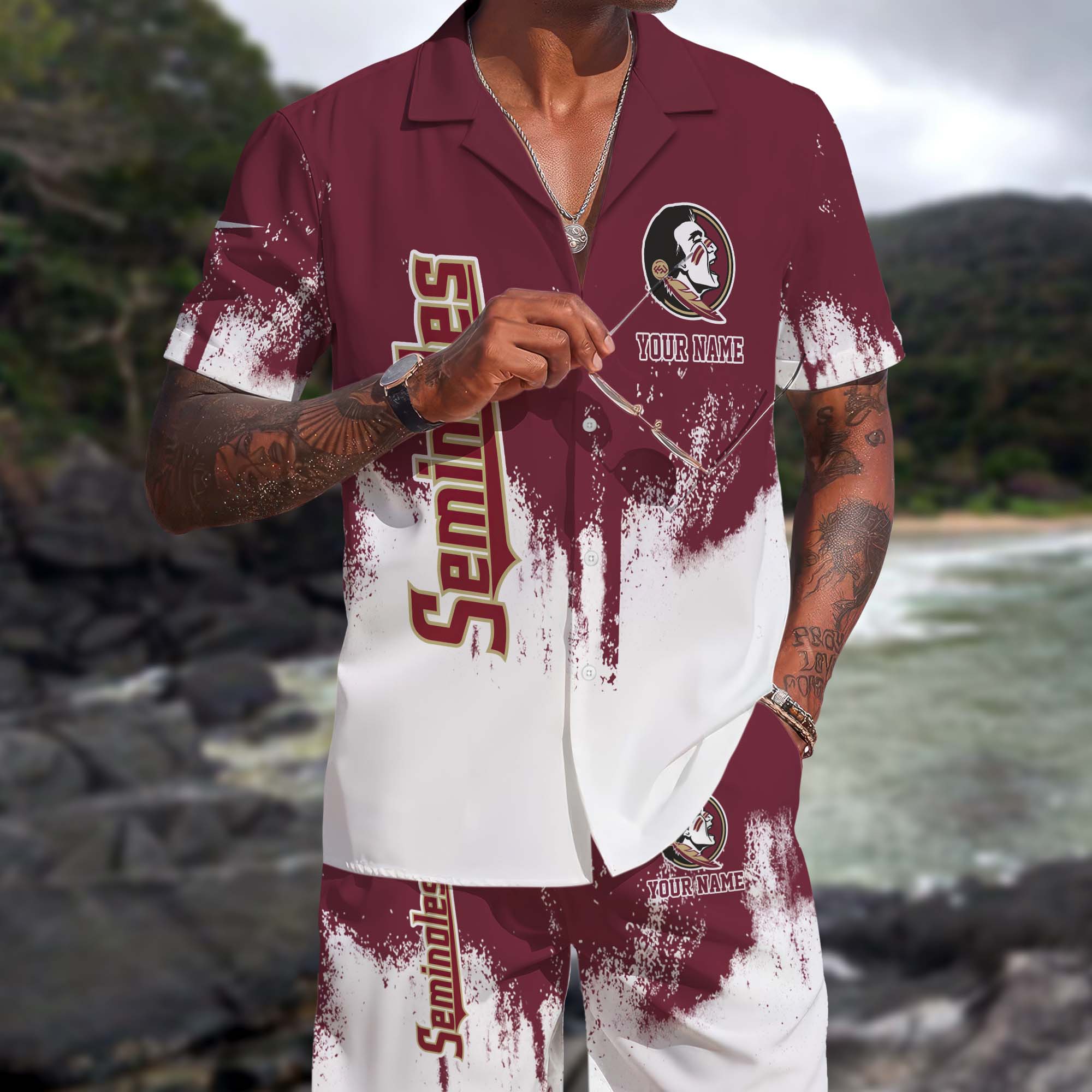Florida State Seminoles Hawaiian Shorts Set Custom You Name, Sports Shorts, Gifts For Fan