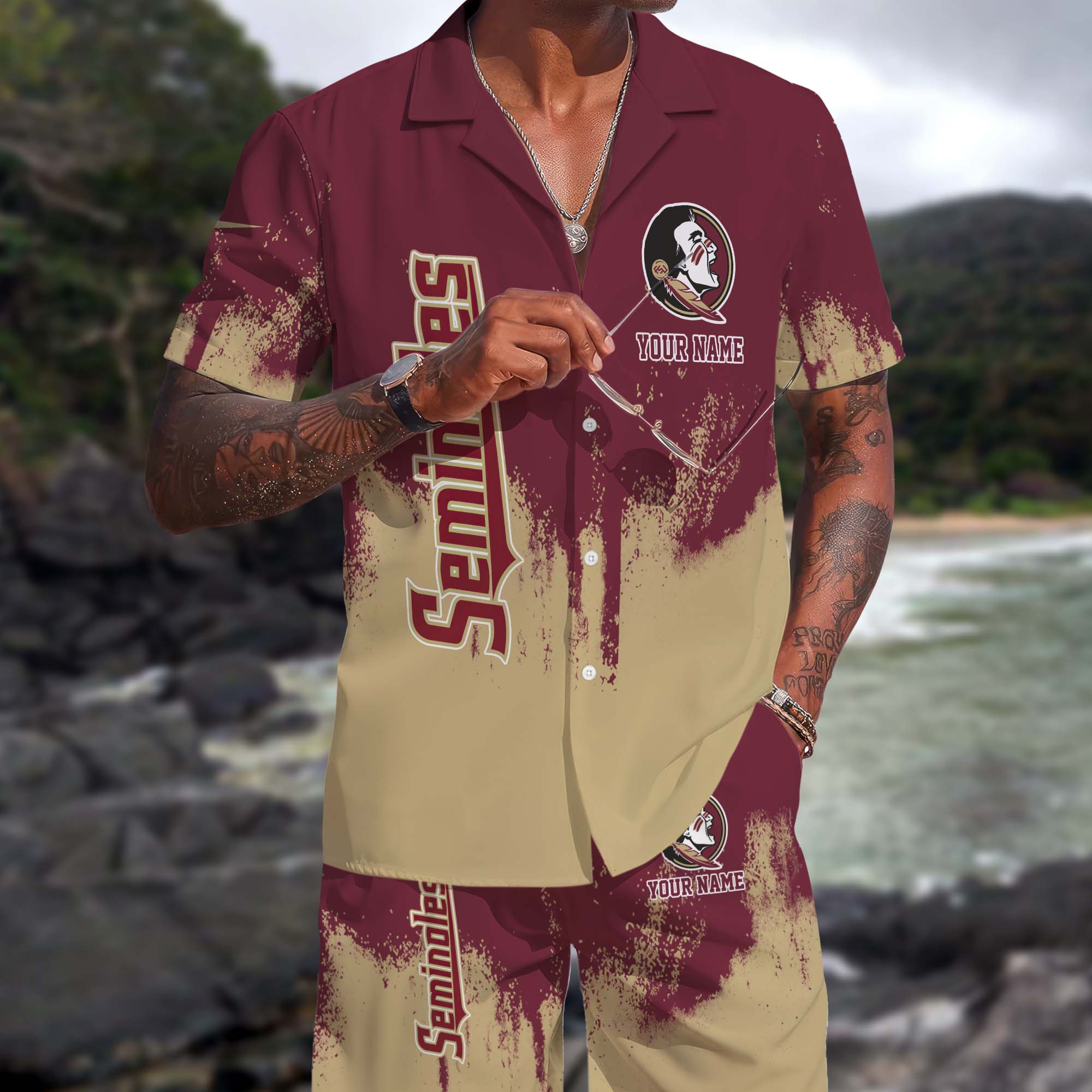 Florida State Seminoles Hawaiian Shorts Set Custom You Name, Sports Shorts, Gifts For Fan