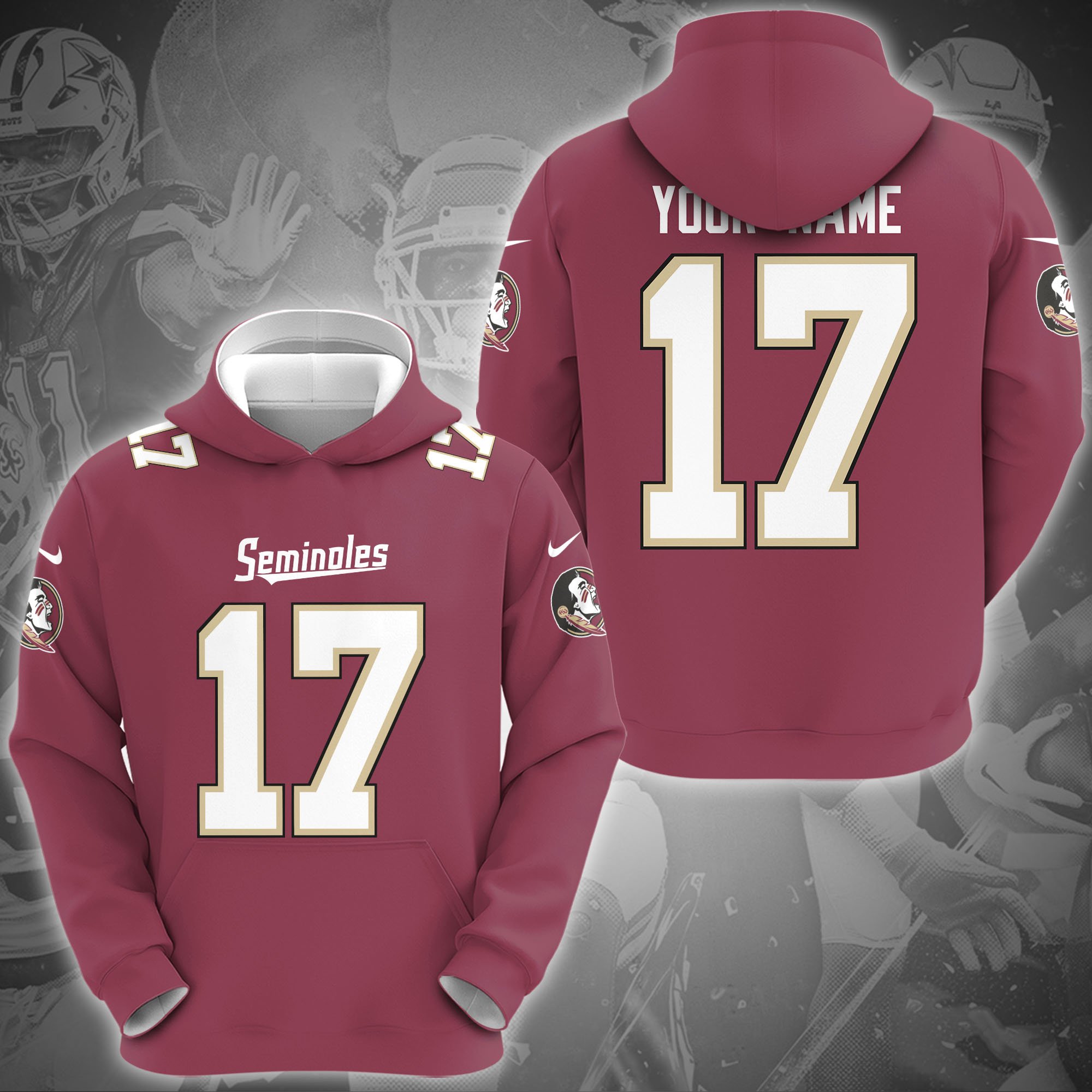 Florida State Seminoles Hoodie Custom Name And Number, Sport Gifts For Fan