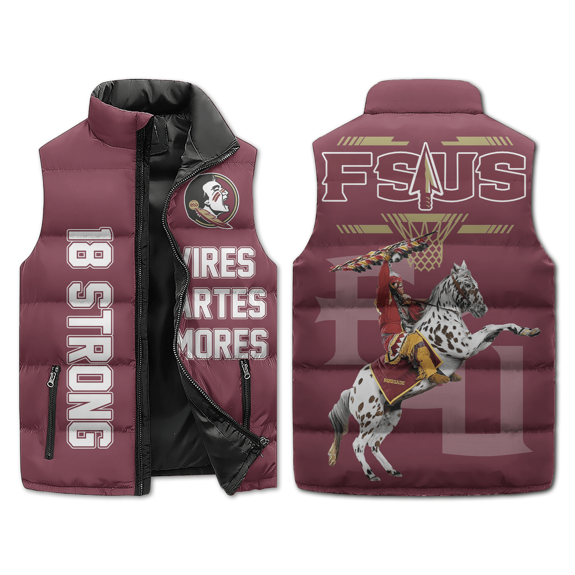 Florida State Seminoles NCAA Sleeveless Puffer Jacket