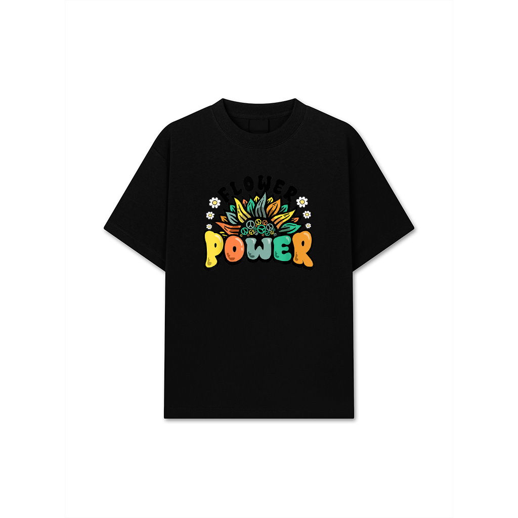 Flower Power Peace Symbol Sunflower Retro 60S 70S Hippie T-Shirt