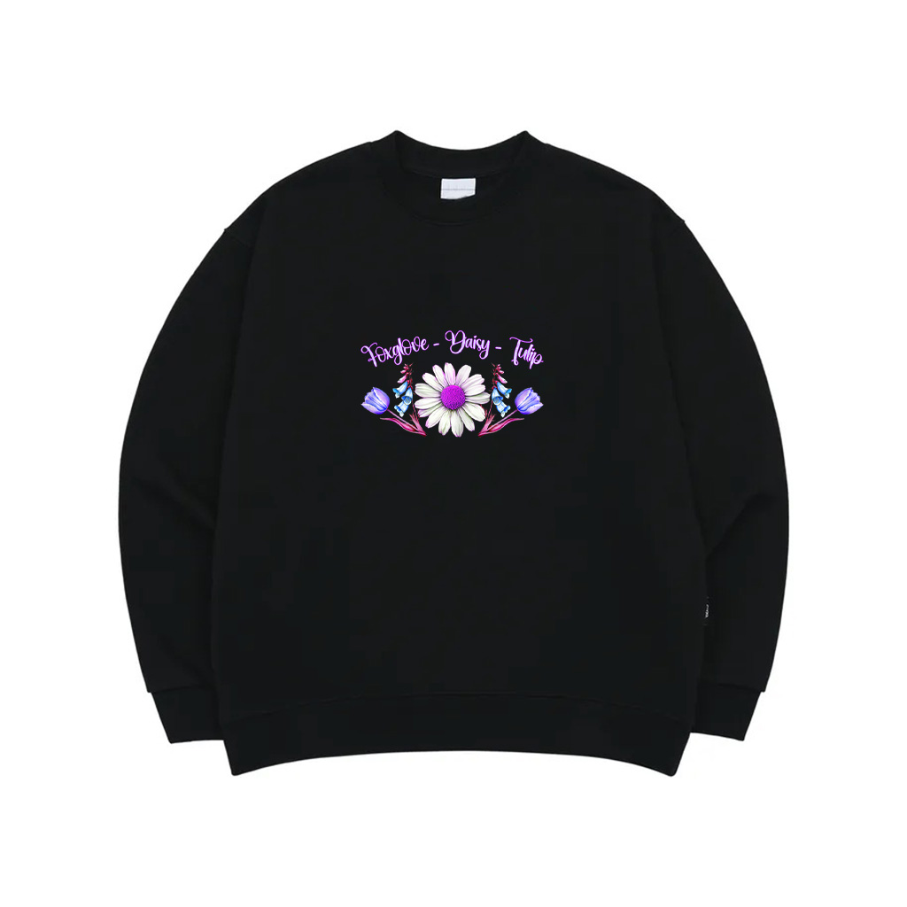 Foxglove Daisy Tulip Botanical Flower Vintage Floral Art Sweatshirt