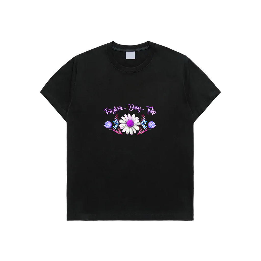 Foxglove Daisy Tulip Botanical Flower Vintage Floral Art T-Shirt