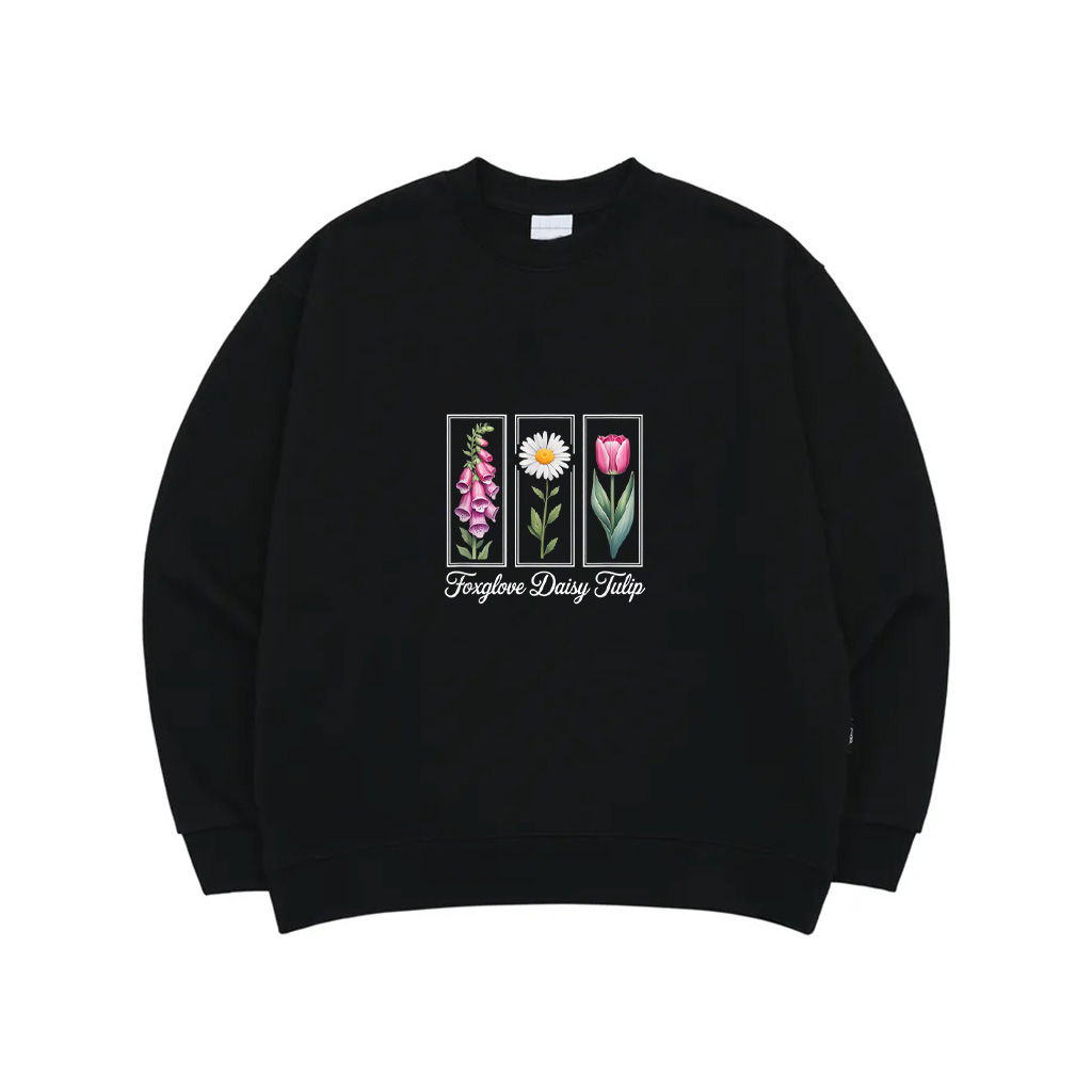 Foxglove Daisy Tulip Botanical Line Art Sweatshirt