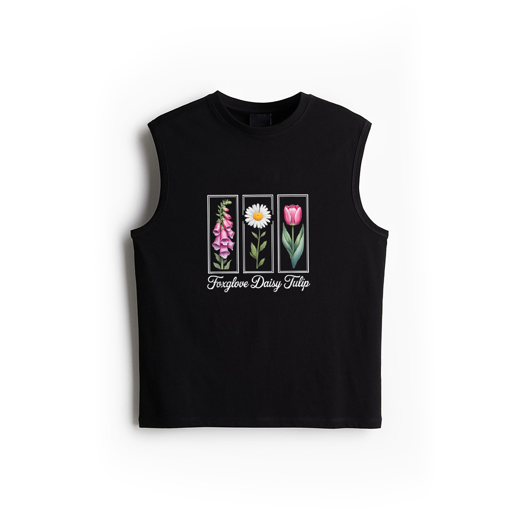 Foxglove Daisy Tulip Botanical Line Art Tank Top
