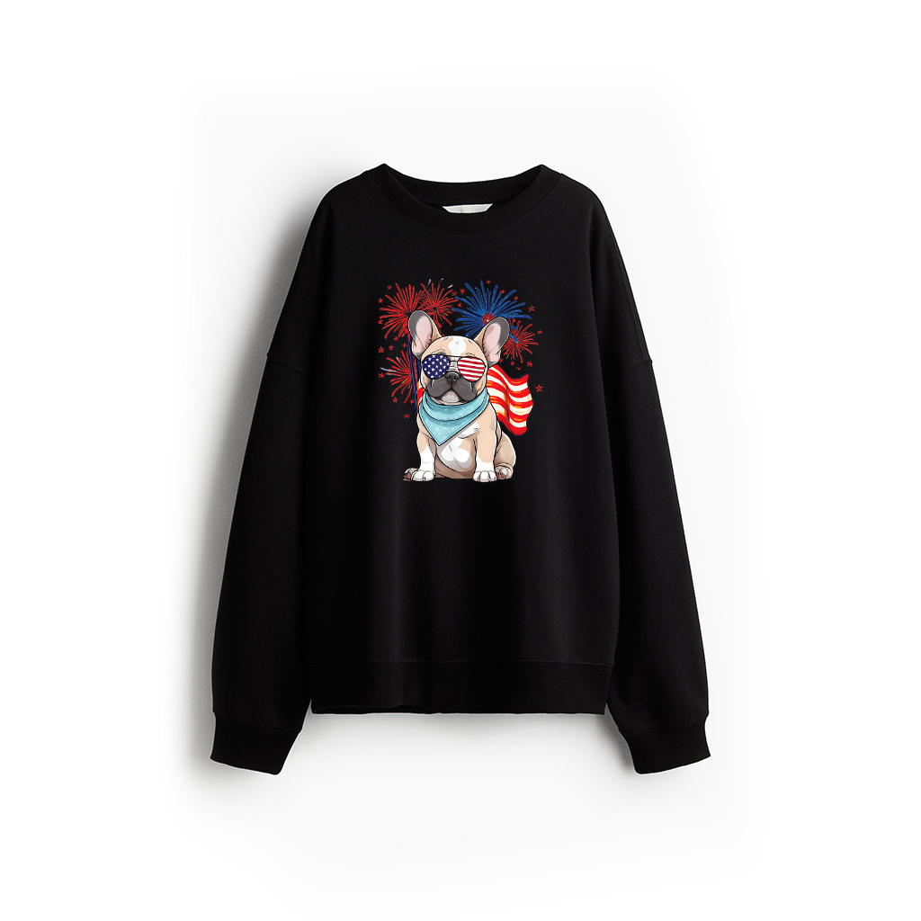 French Bulldog American Flag Frenchie Patriotic 4Th Of July Sweatshirt