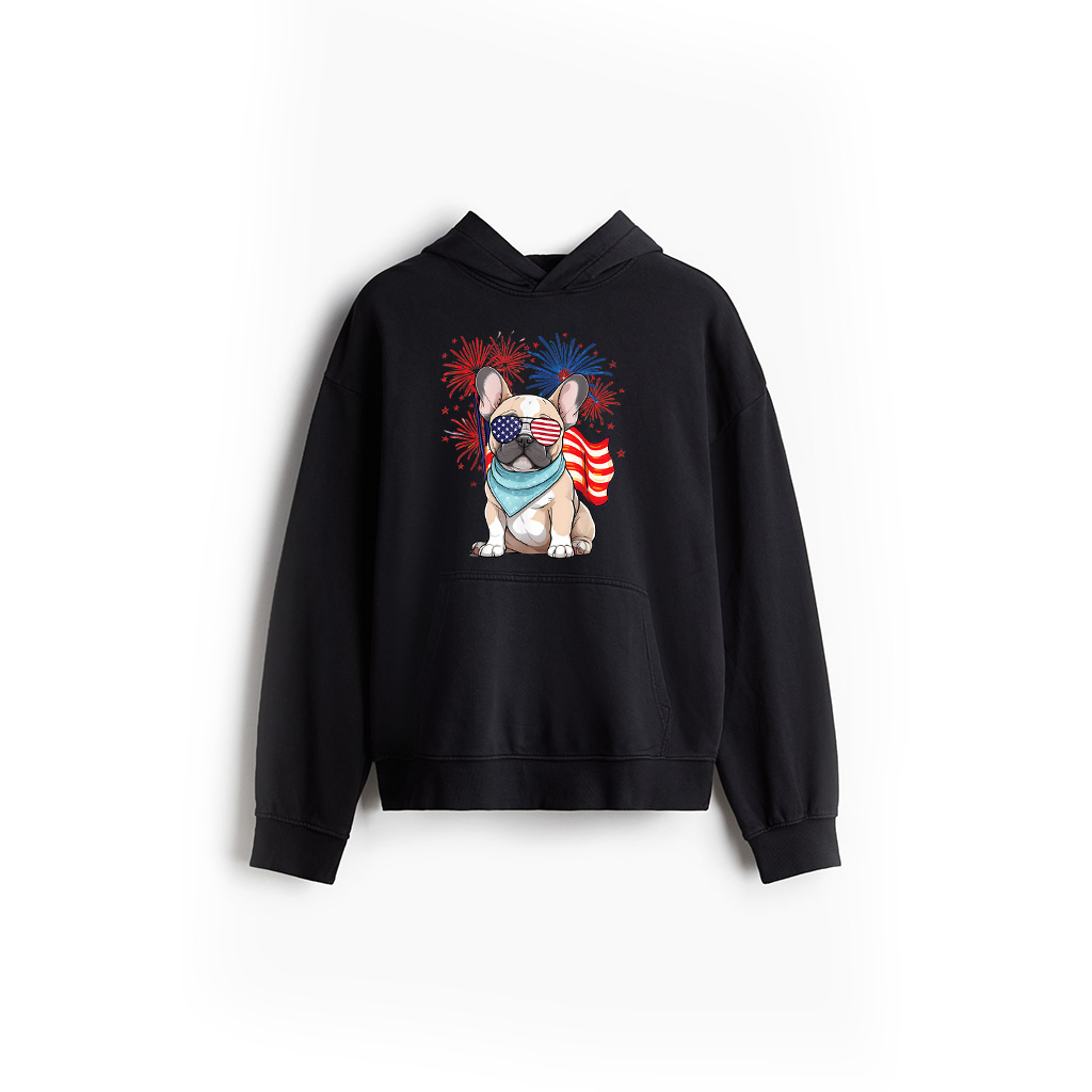 French Bulldog American Flag Frenchie Patriotic 4Th Of July Hoodie