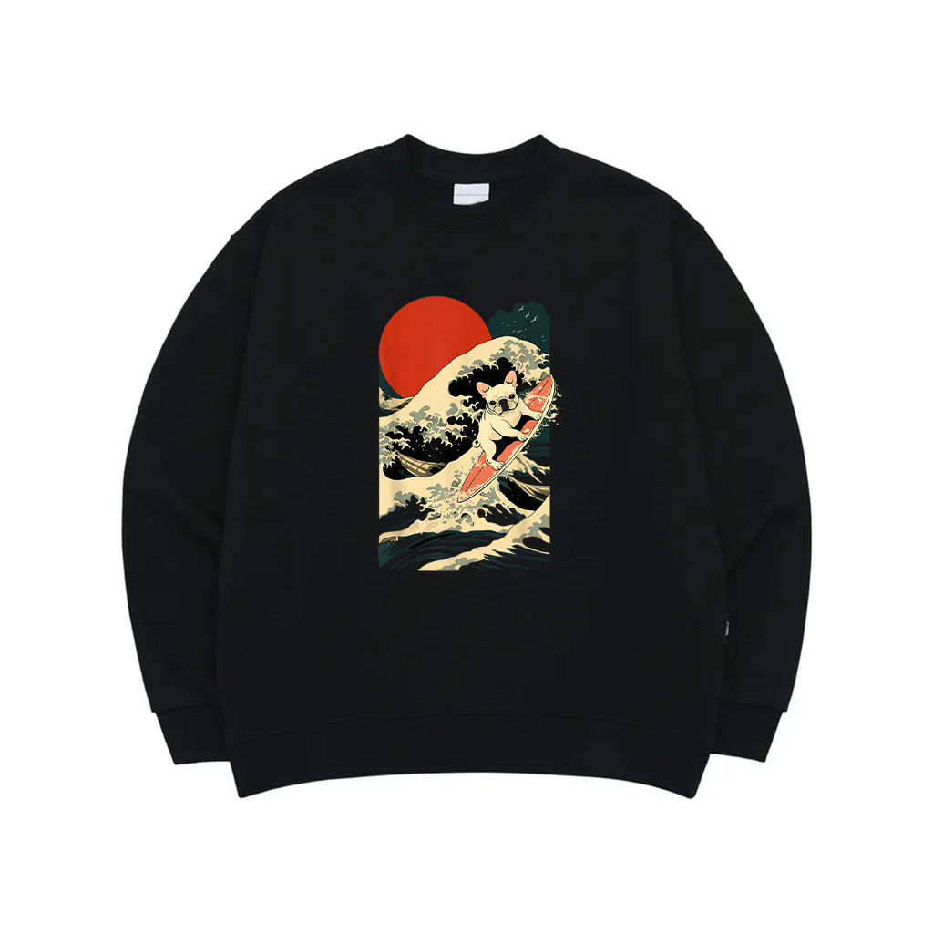 French Bulldog Surfing Japanese Sweatshirt