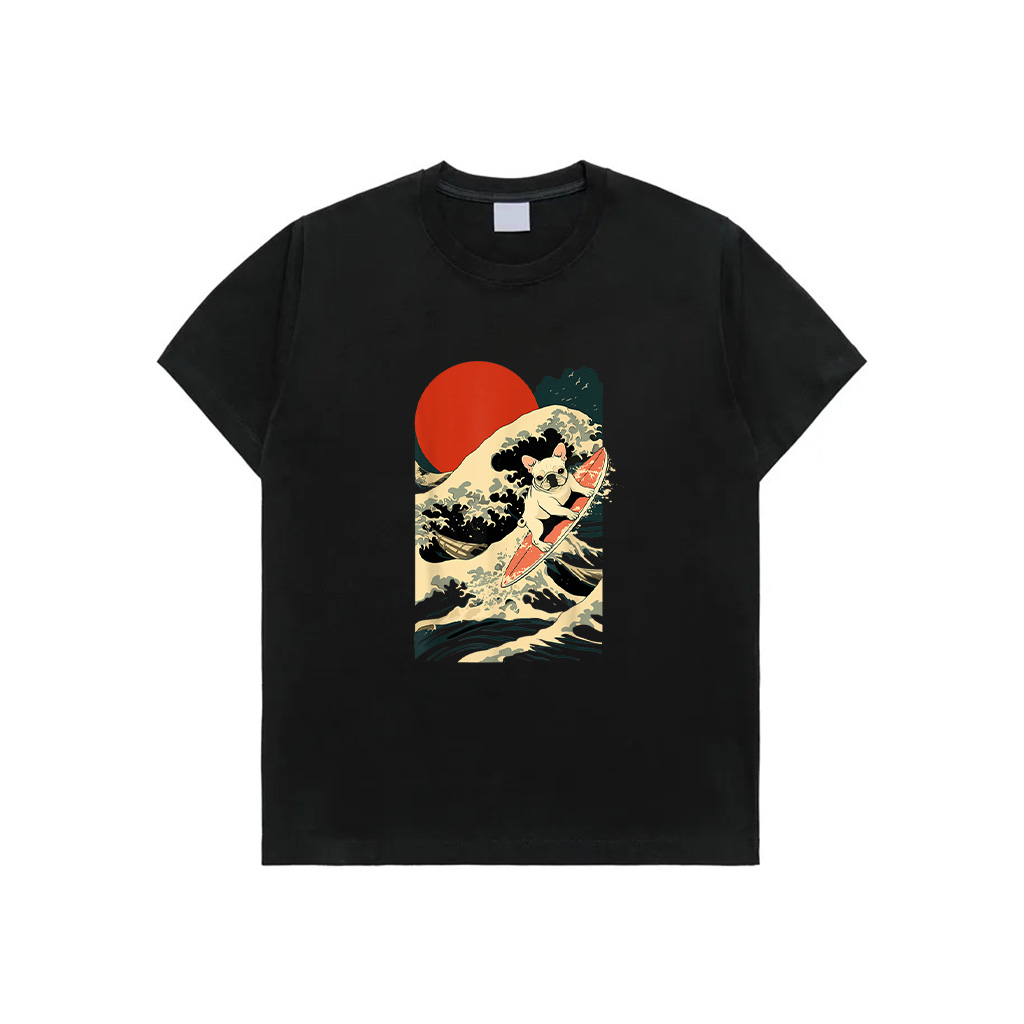 French Bulldog Surfing Japanese T-Shirt