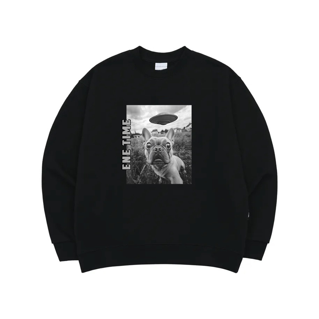 French Bulldog With UFO Graphic Sweatshirt Hilarious Dog Sweatshirt