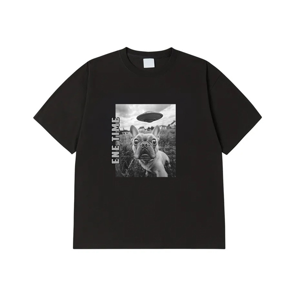 French Bulldog With UFO Graphic T-Shirt Hilarious Dog T-Shirt