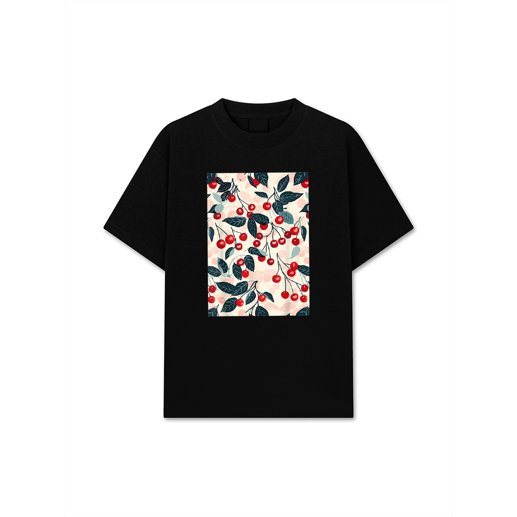 Fruit Cherry Pattern Art Vintage Graphic T-Shirt