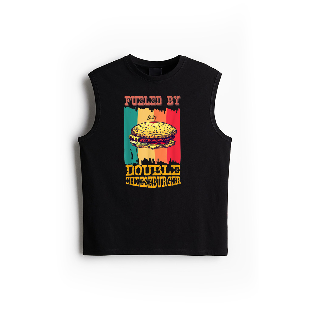 Fueled By Double Cheeseburger Retro Vintage Fast Food Lovers Tank Top