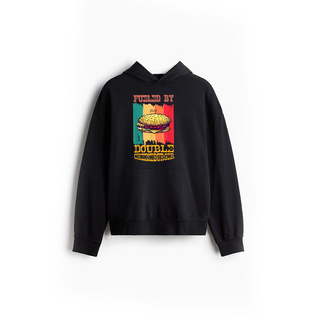 Fueled By Double Cheeseburger Retro Vintage Fast Food Lovers Hoodie