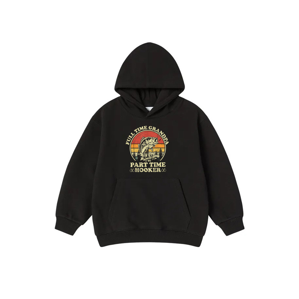 Full Time Grandpa Part Time Hooker Vintage Funny Fishing Hoodie