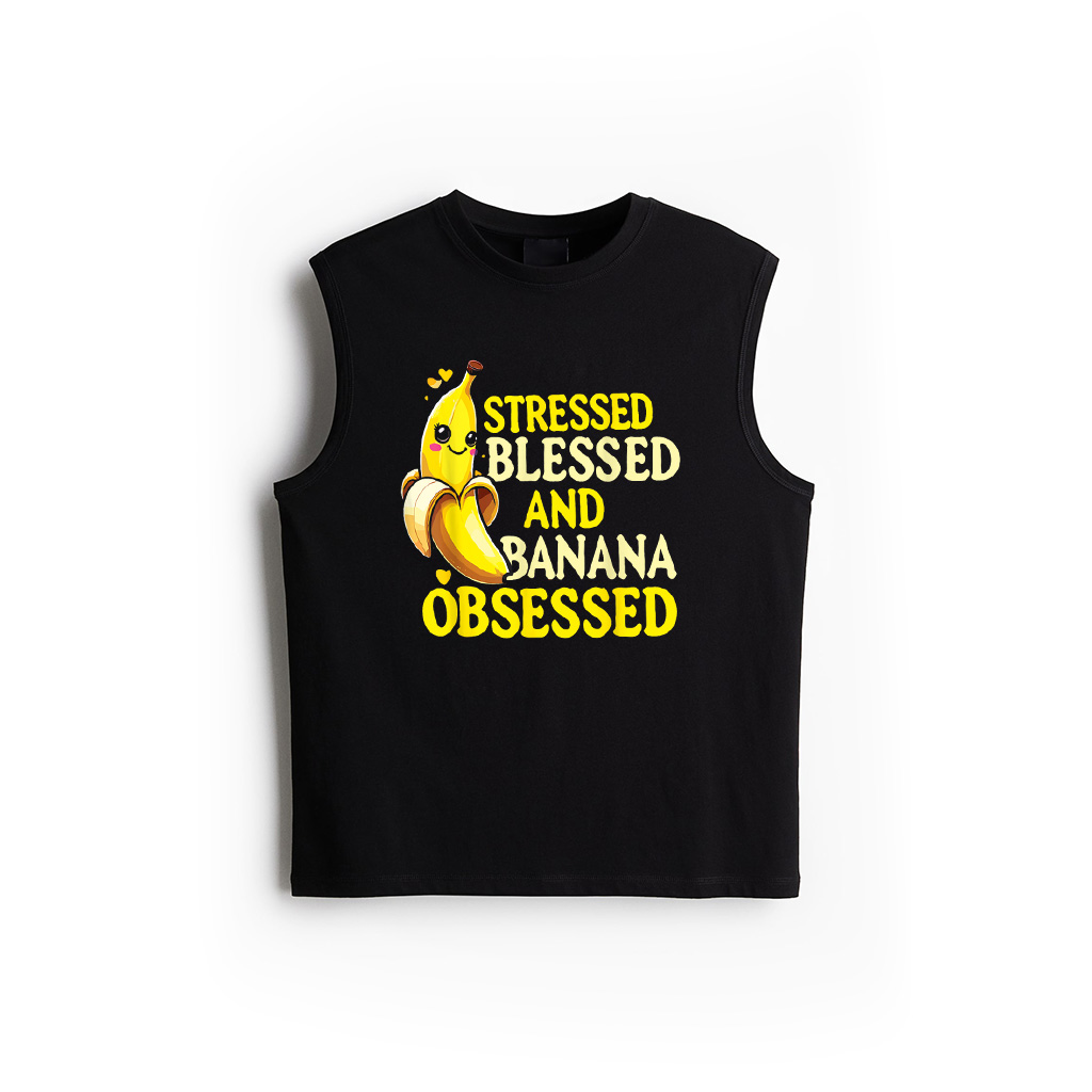 Funny Banana Stressed Blessed And Banana Obsessed Tank Top