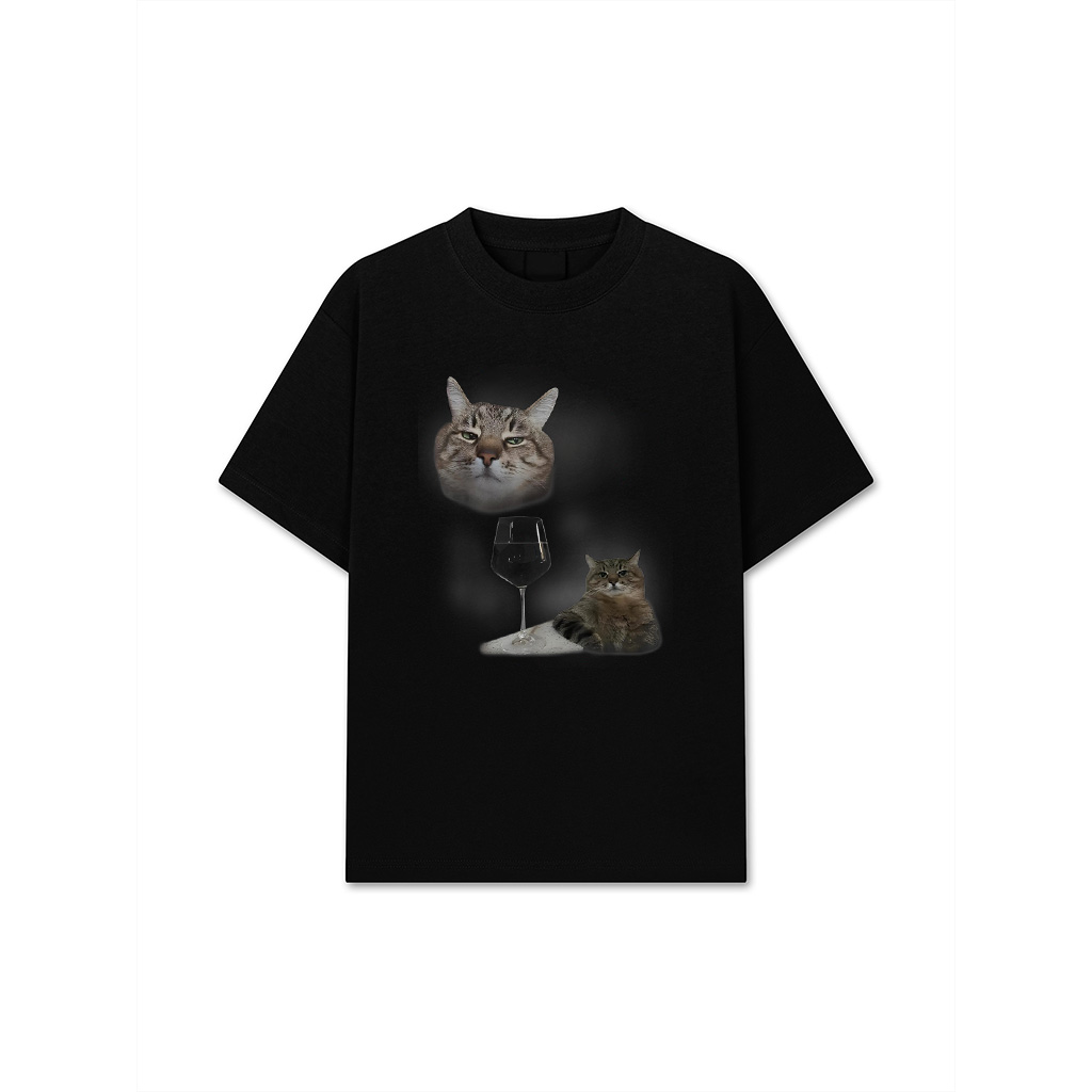 Funny Cat And Wine Art Cats Drinking Oddly Specific Meme T-Shirt