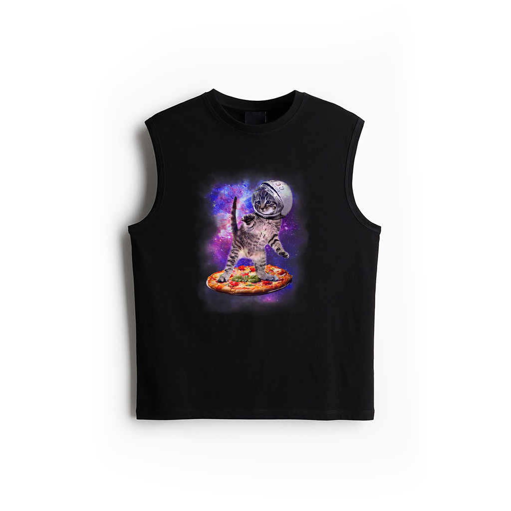 Funny Cat Flying A Pizza Astronaut Kitten Space Tank Top