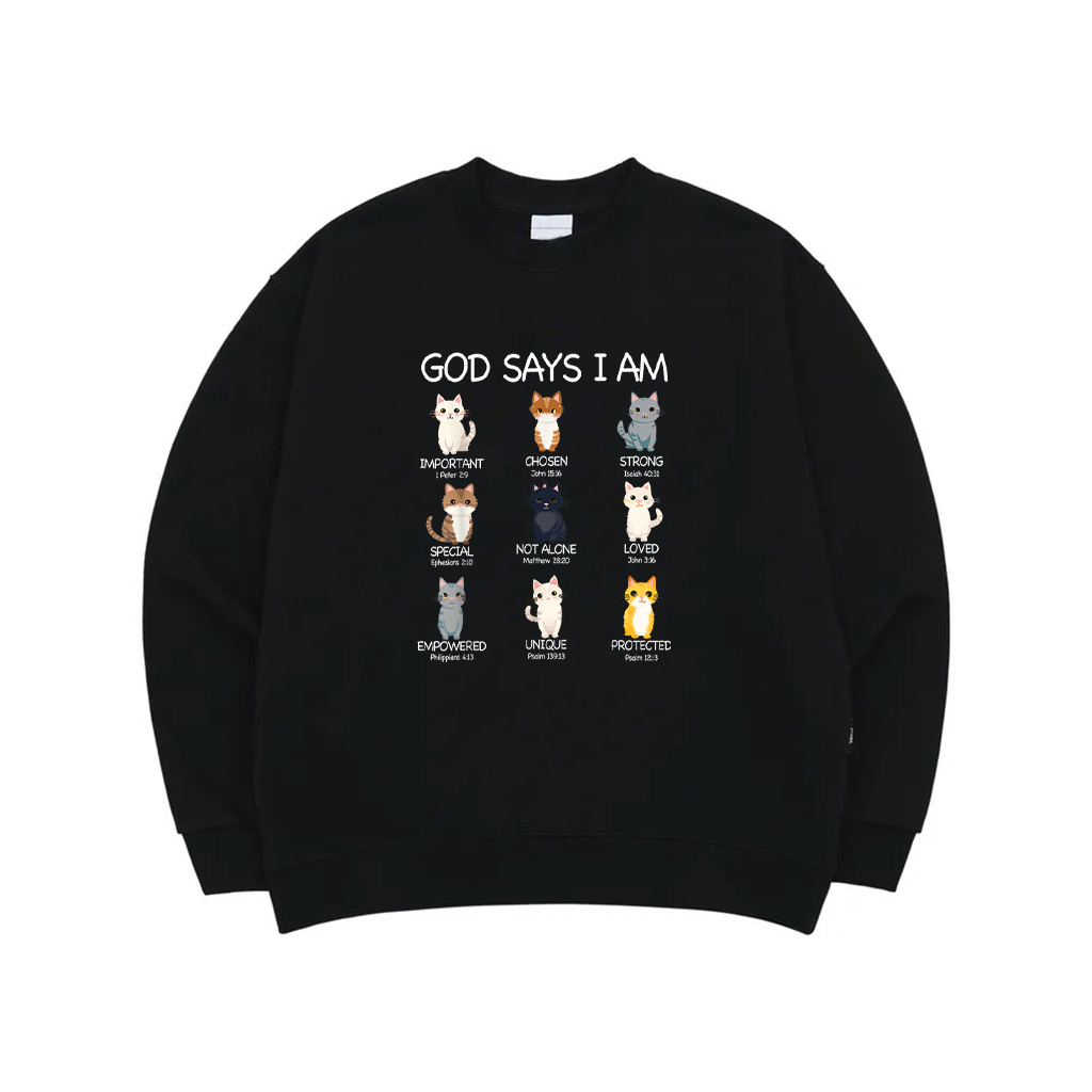 Funny Cat Girls Teens Kids God Says I Am Christian Cat Lover Sweatshirt