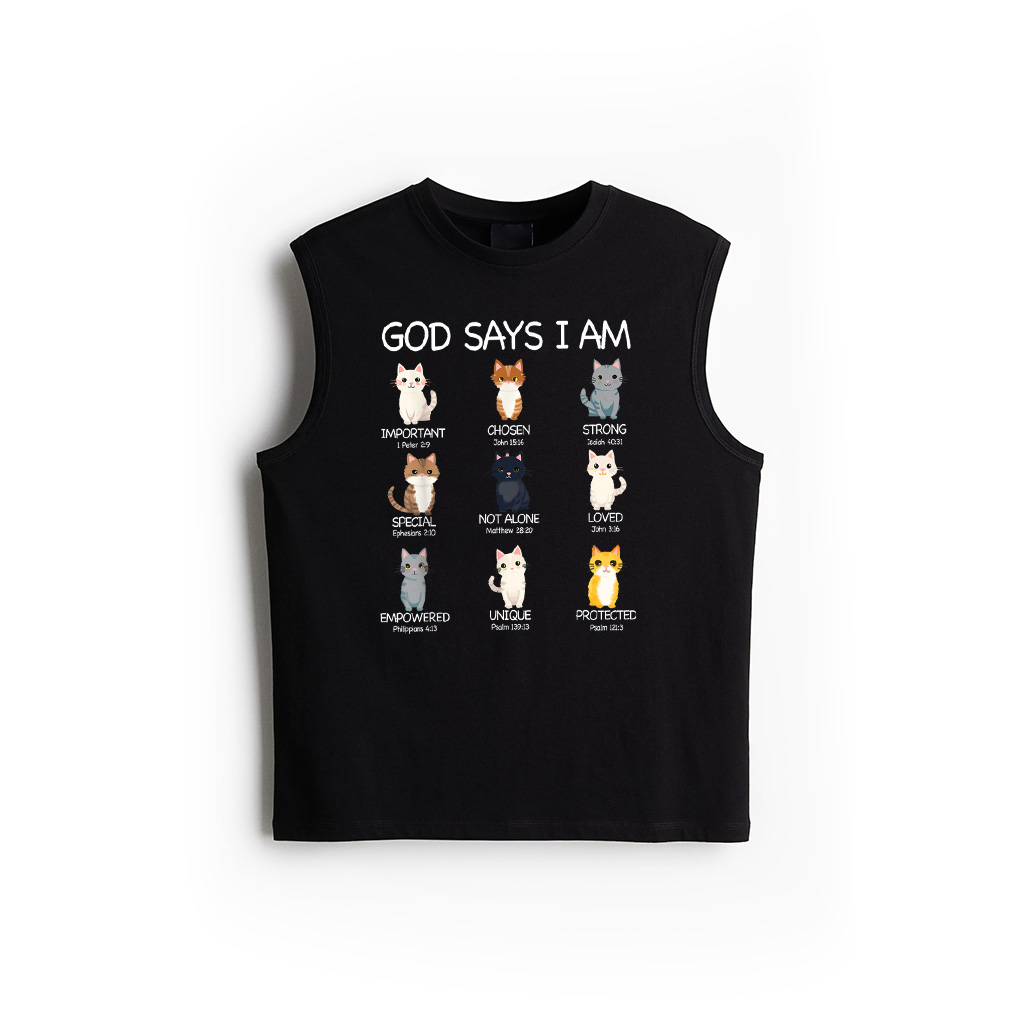 Funny Cat Girls Teens Kids God Says I Am Christian Cat Lover Tank Top