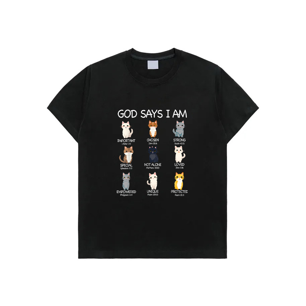Funny Cat Girls Teens Kids God Says I Am Christian Cat Lover T-Shirt