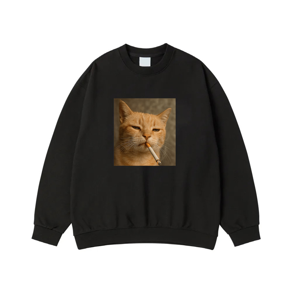 Funny Cat Meme Cat Smoking Cigarette Cat Lovers Sweatshirt